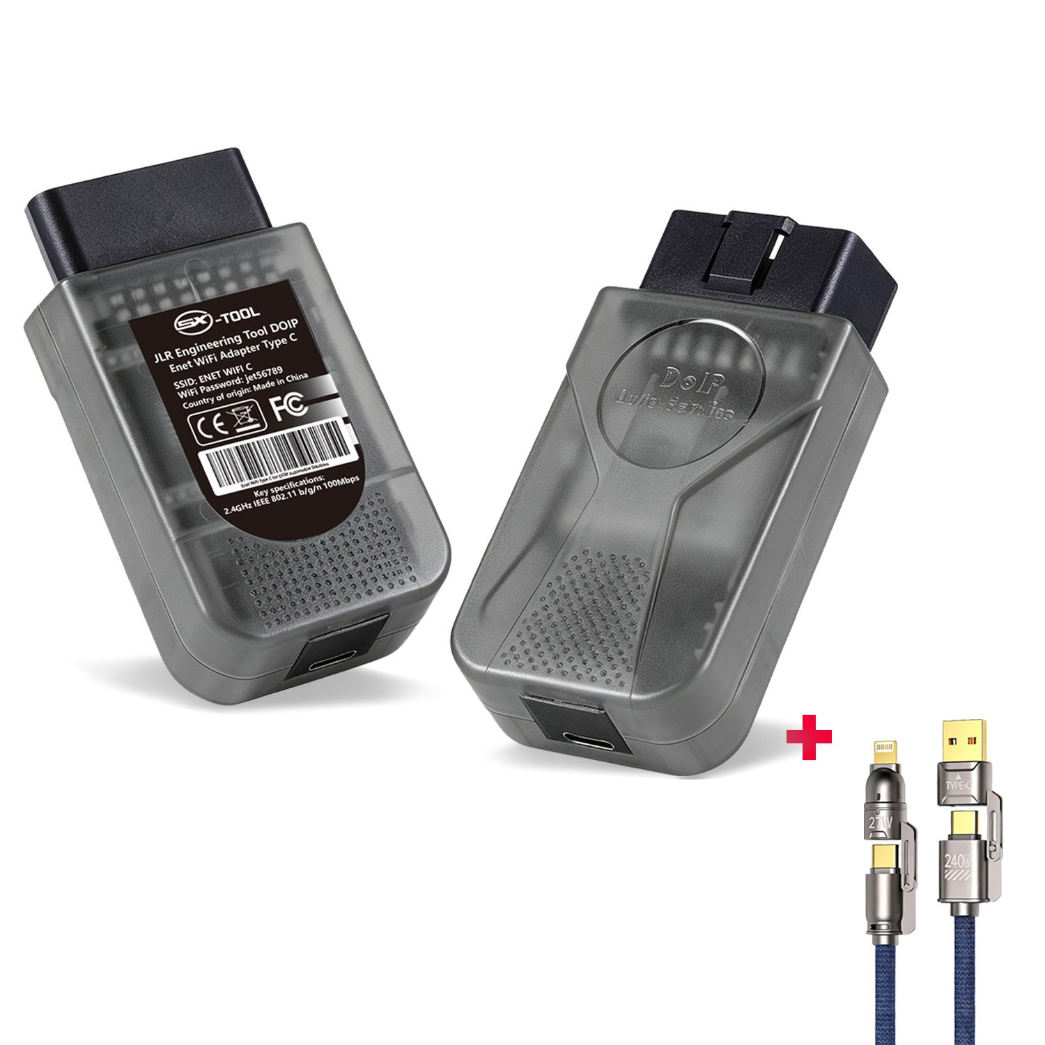 JLR Enet WiFi Type C Black Adapter for Jaguar Land Rover DoIP diagnostic coding and programming